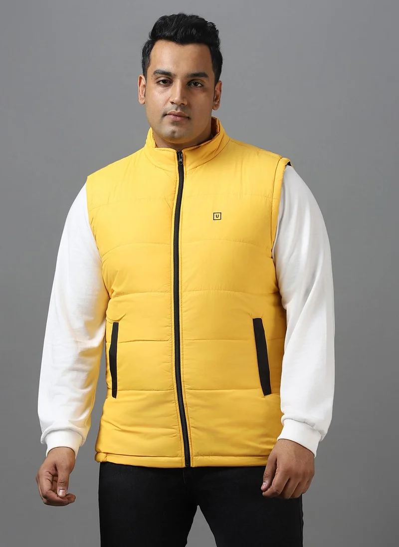 Urbano Fashion  Urbano Plus Men's Yellow Sleeveless Zippered Puffer Jacket for Men | Best Price UAE